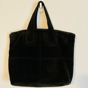Suede leather tote